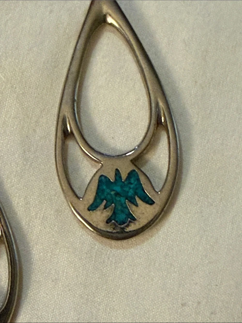 Silver Teardrop Earrings with Turquoise Accent - Women Jewelry